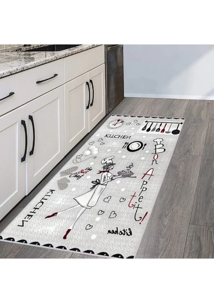 Dijital Baskı Yıkanabilir Kaymaz Taban Mutfak Halısı ve Yolluk LNA2061