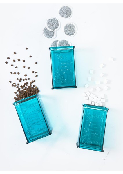 Akrilik Aquamarin Şeker Kahve Çay Kavanozu 500 ml (Vakum Kapak )