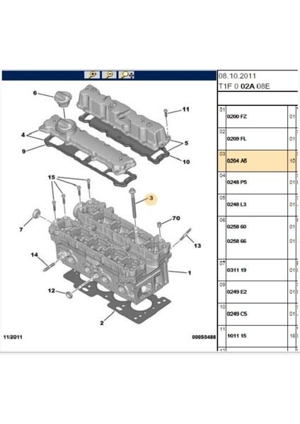 Silindir Kapak Saplaması 206-207-307-C2-C3-C4 1.4ı ET3J4 (0204A5)
