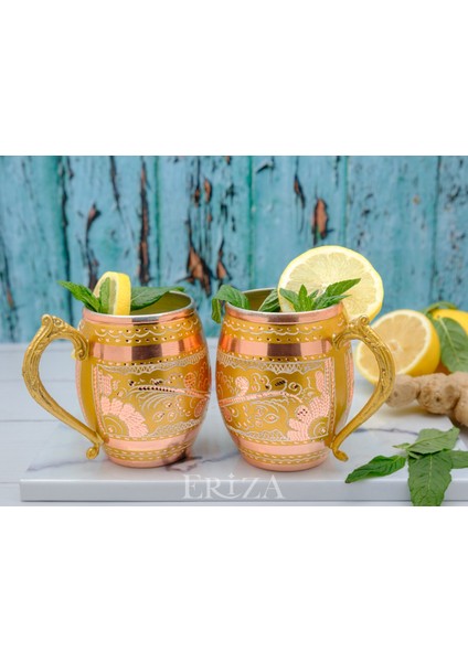 50 cc Işlemeli Kalaylı Kalın Bakır Bira Kokteyl Ayran Bardağı, Kadehi, 6'Lı Set fiyatları