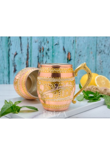 50 cc Işlemeli Kalaylı Kalın Bakır Bira Kokteyl Ayran Bardağı, Kadehi, 6'Lı Set modelleri