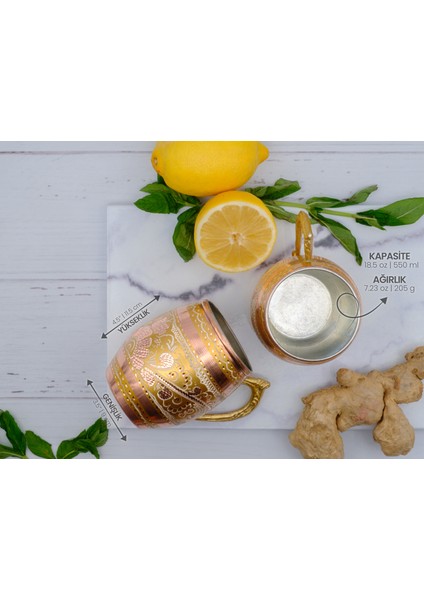 50 cc Işlemeli Kalaylı Kalın Bakır Bira Kokteyl Ayran Bardağı, Kadehi, 6'Lı Set fırsatları