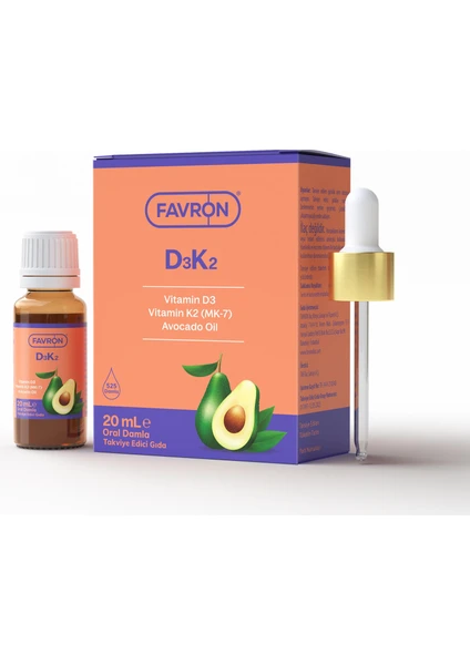 D3K2 Vitamin D3 ve K2 Damla Takviye Edici Gıda 20 ml