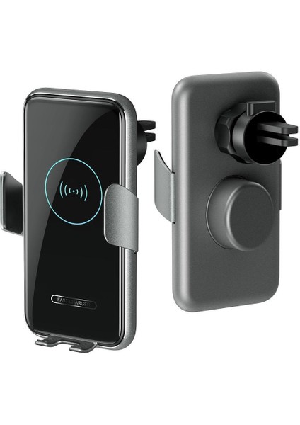 Premium Otomatik Wireless Kablosuz Hızlı Şarj Havalandırma Uyumlu Dönebilen Araç Telefon Tutucu