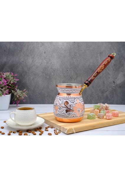 2-3 Kişilik El Yapımı Işlemeli Kalaylı Kalın Bakır Kahve Cezvesi fiyatları