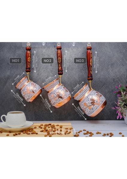 2-3 Kişilik El Yapımı Işlemeli Kalaylı Kalın Bakır Kahve Cezvesi fırsatları