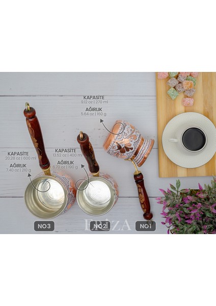 2-3 Kişilik El Yapımı Işlemeli Kalaylı Kalın Bakır Kahve Cezvesi indirimleri