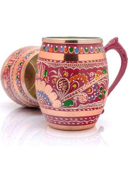 50 cc Işlemeli Kalaylı Kalın Bakır Bira Kokteyl Ayran Bardağı, Kadehi