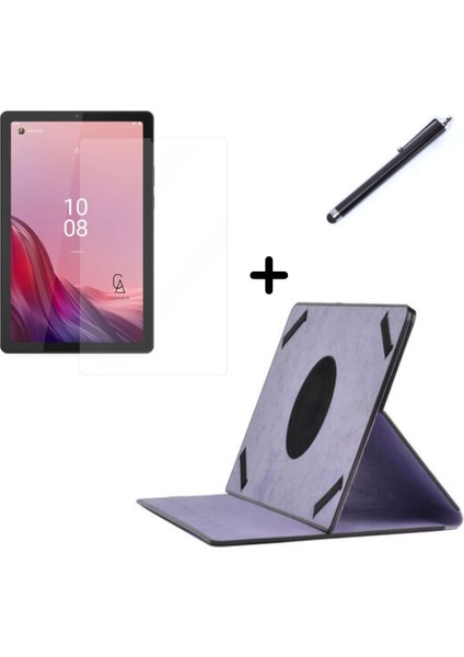 Lenovo Tab M9 9 Inç Uyumlu Dönebilen Lastikli Tablet Kılıfı Nano Ekran Koruyucu ve Kalem Seti