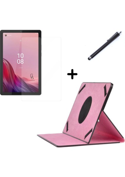 Lenovo Tab M9 9 Inç Uyumlu Dönebilen Lastikli Tablet Kılıfı Nano Ekran Koruyucu ve Kalem Seti