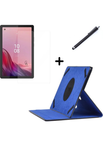 Lenovo Tab M9 9 Inç Uyumlu Dönebilen Lastikli Tablet Kılıfı Nano Ekran Koruyucu ve Kalem Seti