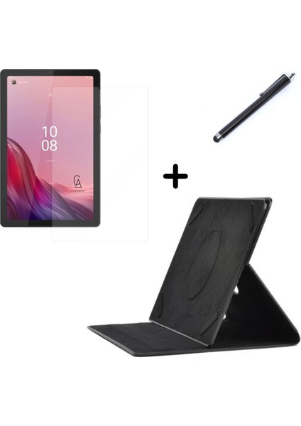 Lenovo Tab M9 9 Inç Uyumlu Dönebilen Lastikli Tablet Kılıfı Nano Ekran Koruyucu ve Kalem Seti