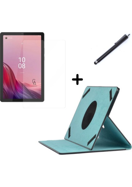 Lenovo Tab M9 9 Inç Uyumlu Dönebilen Lastikli Tablet Kılıfı Nano Ekran Koruyucu ve Kalem Seti