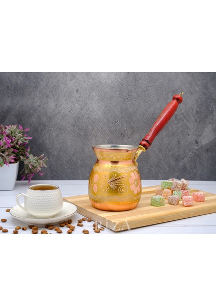 3-5 Kişilik El Yapımı Işlemeli Kalaylı Kalın Bakır Kahve Cezvesi fiyatları