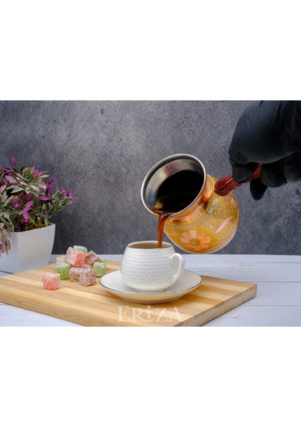 3-5 Kişilik El Yapımı Işlemeli Kalaylı Kalın Bakır Kahve Cezvesi modelleri