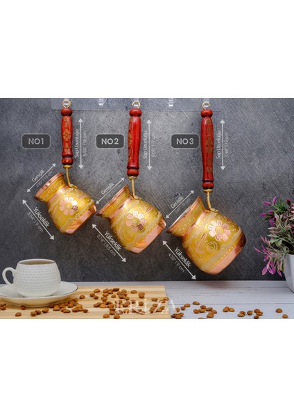 3-5 Kişilik El Yapımı Işlemeli Kalaylı Kalın Bakır Kahve Cezvesi fırsatları