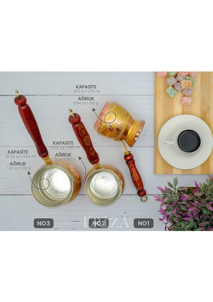 3-5 Kişilik El Yapımı Işlemeli Kalaylı Kalın Bakır Kahve Cezvesi indirimleri