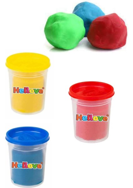 6 Adet Oyun Hamuru + Oyun Hamuru Için Merdane ve Kalıp Seti Play Dough