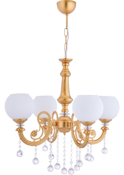 Turna 4 Lü Lüx Camlı Avize (Gold)