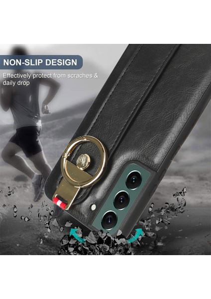 Samsung Galaxy S22 5g Kılıf Ayarlanabilir Bileklik Kickstand Döngü Pu Deri Bilek Kayışı (Yurt Dışından)