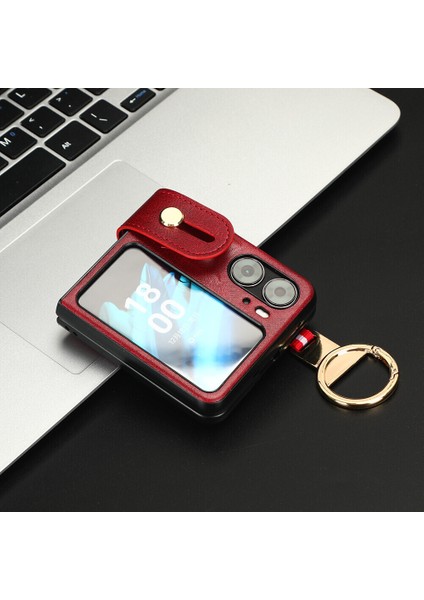 Oppo Fınd N2 Flıp 5g Kılıf Ayarlanabilir Bileklik Kickstand Döngü Pu Deri Bilek Kayışı (Yurt Dışından) indirimleri