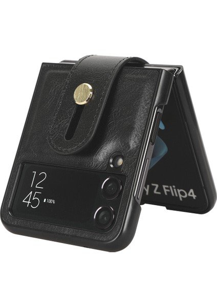 Samsung Galaxy Z Flip 4 5g Kılıf Ayarlanabilir Bileklik Kickstand Döngü Pu Deri Bilek Kayışı (Yurt Dışından)