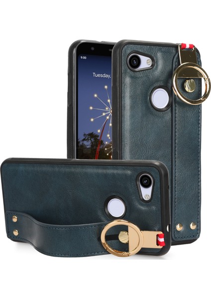 Google Pixel 3A Kılıf Ayarlanabilir Bileklik Kickstand Döngü Pu Deri Bilek Kayışı (Yurt Dışından)