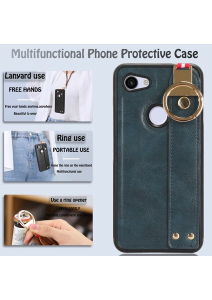 Google Pixel 3A Kılıf Ayarlanabilir Bileklik Kickstand Döngü Pu Deri Bilek Kayışı (Yurt Dışından) modelleri