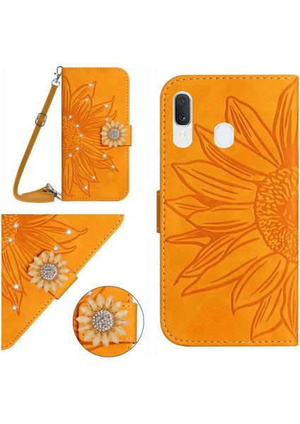 Samsung Galaxy A20E Kılıf Ayçiçeği Deri Ayarlanabilir Cüzdan Kapak Çapraz Vücut Ipi Boyun Askısı (Yurt Dışından) indirimleri