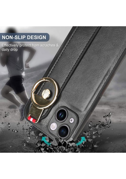 iPhone 12 Kılıf Ayarlanabilir Bileklik Kickstand Döngü Pu Deri Bilek Kayışı (Yurt Dışından) fırsatları