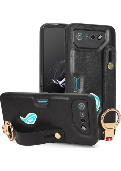 Asus Rog Phone 7 Kılıf Ayarlanabilir Bileklik Kickstand Döngü Pu Deri Bilek Kayışı (Yurt Dışından)