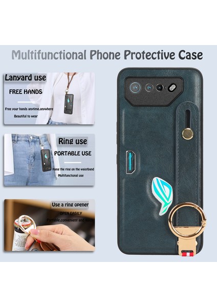 Asus Rog Phone 7 Kılıf Ayarlanabilir Bileklik Kickstand Döngü Pu Deri Bilek Kayışı (Yurt Dışından) modelleri