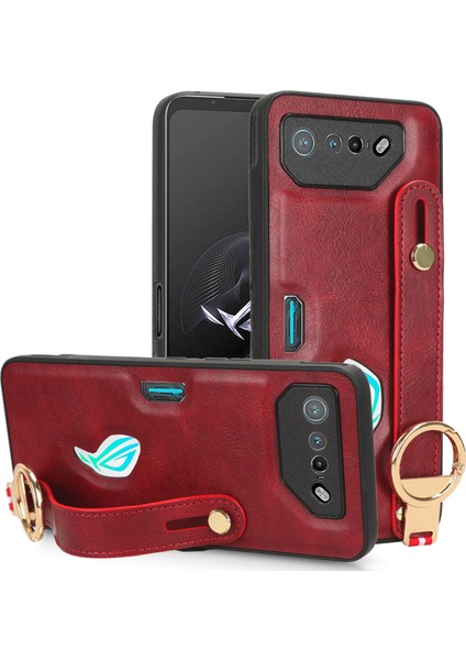 Asus Rog Phone 7 Kılıf Ayarlanabilir Bileklik Kickstand Döngü Pu Deri Bilek Kayışı (Yurt Dışından)