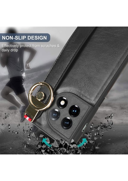 Oneplus 11R 5g Kılıf Ayarlanabilir Bileklik Kickstand Döngü Pu Deri Bilek Kayışı (Yurt Dışından)