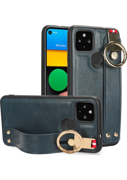 Google Pixel 4A 5g Kılıf Ayarlanabilir Bileklik Kickstand Döngü Pu Deri Bilek Kayışı (Yurt Dışından)