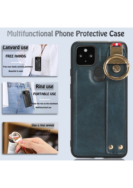 Google Pixel 4A 5g Kılıf Ayarlanabilir Bileklik Kickstand Döngü Pu Deri Bilek Kayışı (Yurt Dışından) modelleri
