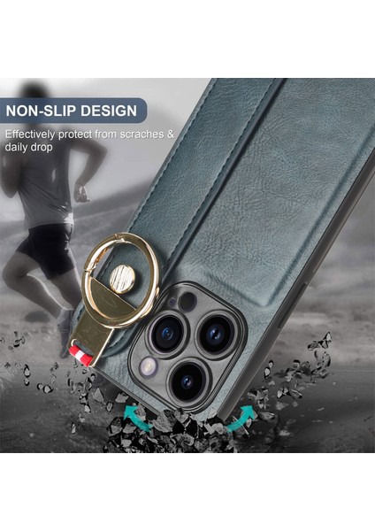 iPhone 13 Pro Max Kılıf Ayarlanabilir Bileklik Kickstand Döngü Pu Deri Bilek Kayışı (Yurt Dışından)