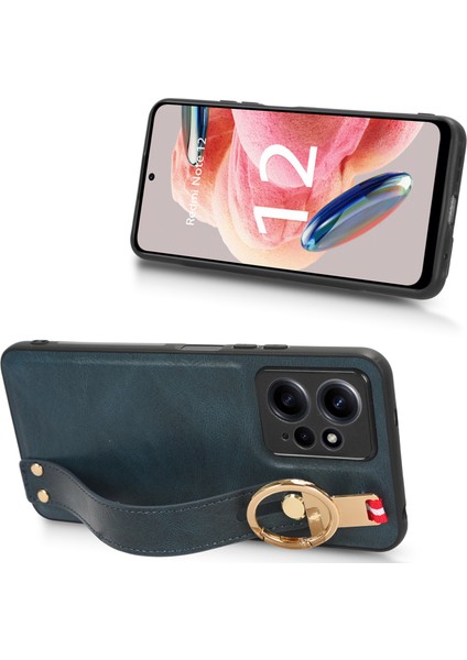 Xiaomi Redmi Note 12 4g Kılıf Ayarlanabilir Bileklik Kickstand Döngü Pu Deri Bilek Kayışı (Yurt Dışından)