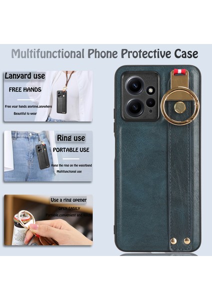 Xiaomi Redmi Note 12 4g Kılıf Ayarlanabilir Bileklik Kickstand Döngü Pu Deri Bilek Kayışı (Yurt Dışından)