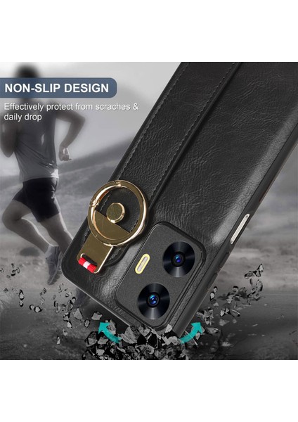 Realme C55 4g Kılıf Ayarlanabilir Bileklik Kickstand Döngü Pu Deri Bilek Kayışı (Yurt Dışından) fırsatları