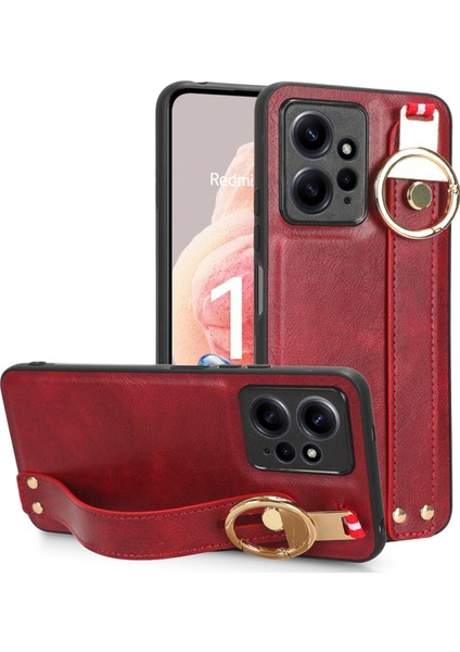 Xiaomi Redmi Note 12 4g Kılıf Ayarlanabilir Bileklik Kickstand Döngü Pu Deri Bilek Kayışı (Yurt Dışından)