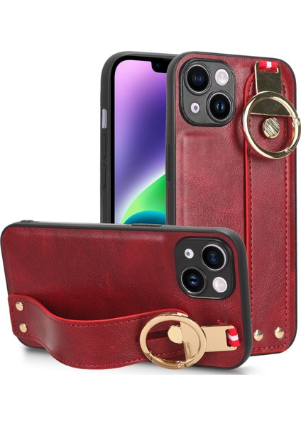 iPhone 12 Mini Kılıf Ayarlanabilir Bileklik Kickstand Döngü Pu Deri Bilek Kayışı (Yurt Dışından)