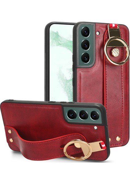 Samsung Galaxy S22 5g Kılıf Ayarlanabilir Bileklik Kickstand Döngü Pu Deri Bilek Kayışı (Yurt Dışından)