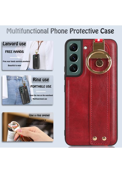 Samsung Galaxy S22 5g Kılıf Ayarlanabilir Bileklik Kickstand Döngü Pu Deri Bilek Kayışı (Yurt Dışından) modelleri