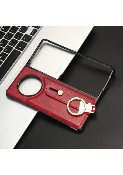 Tecno Phantom V Fold Kılıf Ayarlanabilir Bileklik Kickstand Döngü Pu Deri Bilek Kayışı (Yurt Dışından)