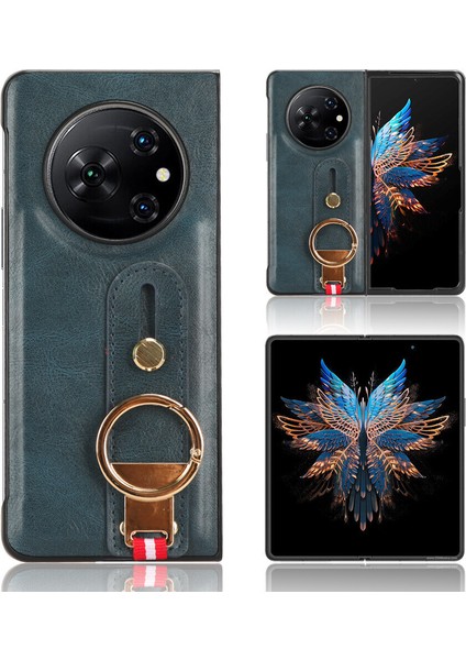 Tecno Phantom V Fold Kılıf Ayarlanabilir Bileklik Kickstand Döngü Pu Deri Bilek Kayışı (Yurt Dışından)