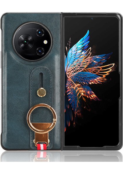 Tecno Phantom V Fold Kılıf Ayarlanabilir Bileklik Kickstand Döngü Pu Deri Bilek Kayışı (Yurt Dışından)
