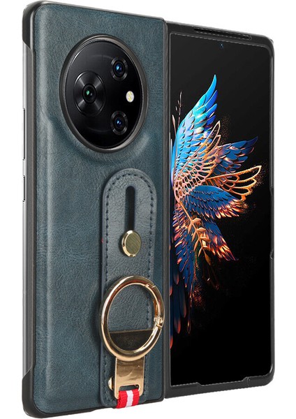 Tecno Phantom V Fold Kılıf Ayarlanabilir Bileklik Kickstand Döngü Pu Deri Bilek Kayışı (Yurt Dışından)