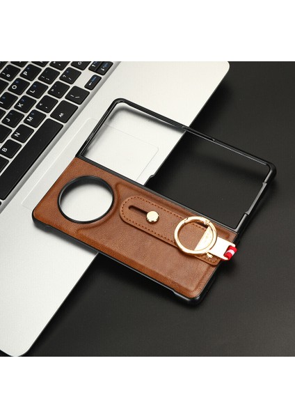 Tecno Phantom V Fold Kılıf Ayarlanabilir Bileklik Kickstand Döngü Pu Deri Bilek Kayışı (Yurt Dışından)