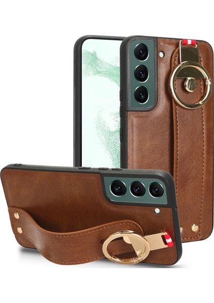 Samsung Galaxy S22 5g Kılıf Ayarlanabilir Bileklik Kickstand Döngü Pu Deri Bilek Kayışı (Yurt Dışından)